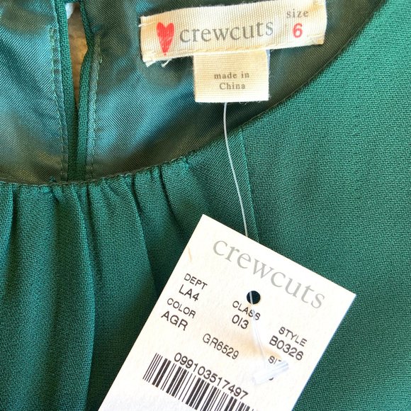 J Crew Crewcuts crepe green ruffled dress with pockets, Girls size 6, NWT - Picture 2 of 10